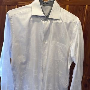 Bugatchi Classic Fit White Dress Shirt Size L